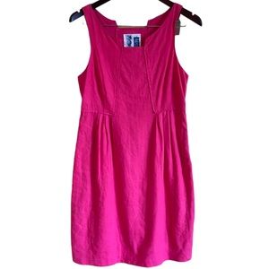 Anthropologie pink linen blend shift dress